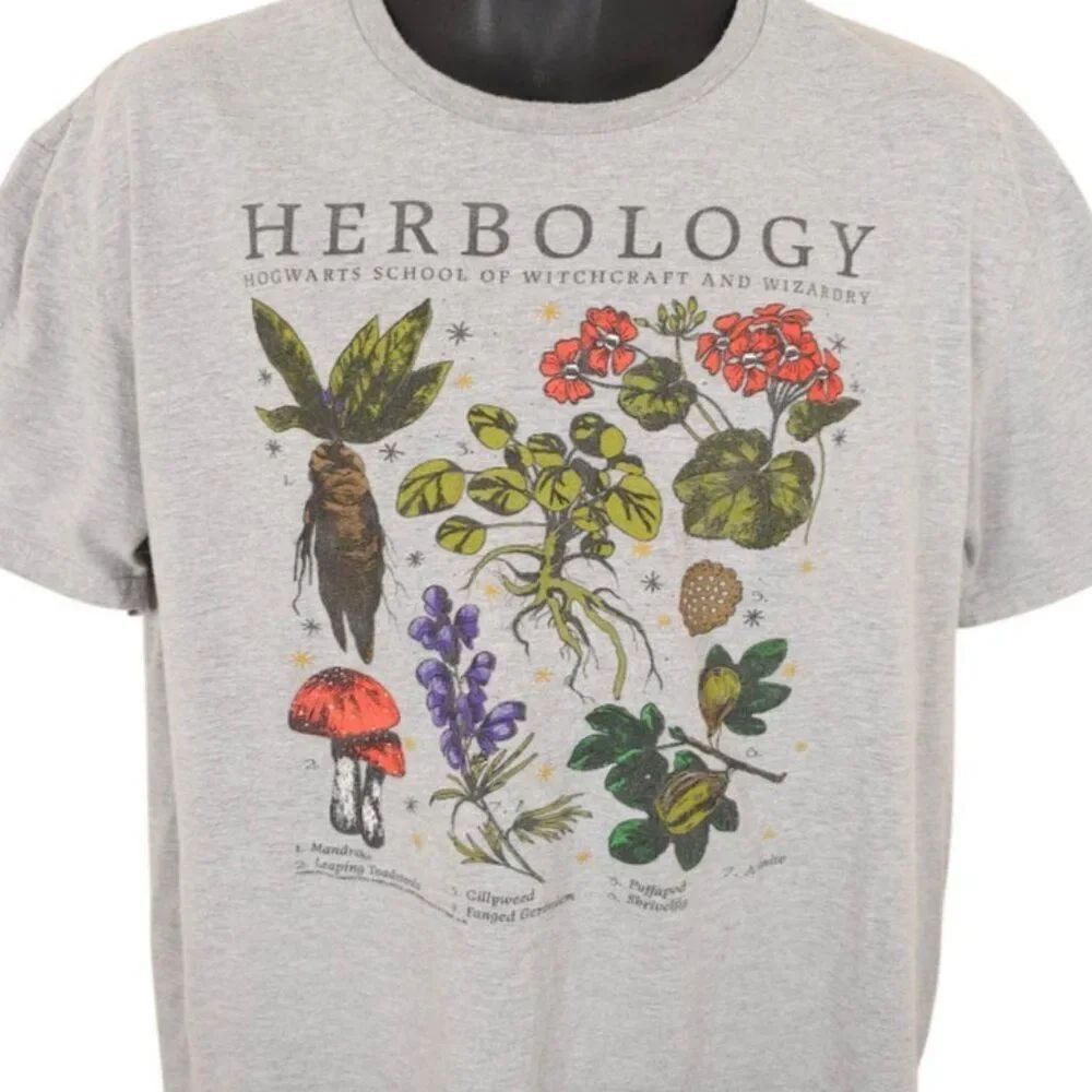 Harry Potter T Shirt Mens Size XL Gray Herbology Hogwarts School Of Witchcraft